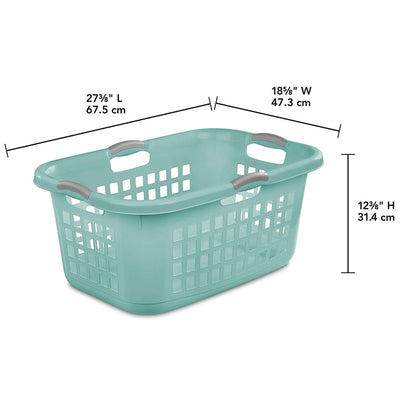 Sterilite Ultra 2 Bushel Plastic Stackable Laundry Basket Bin, Aqua (12 Pack)