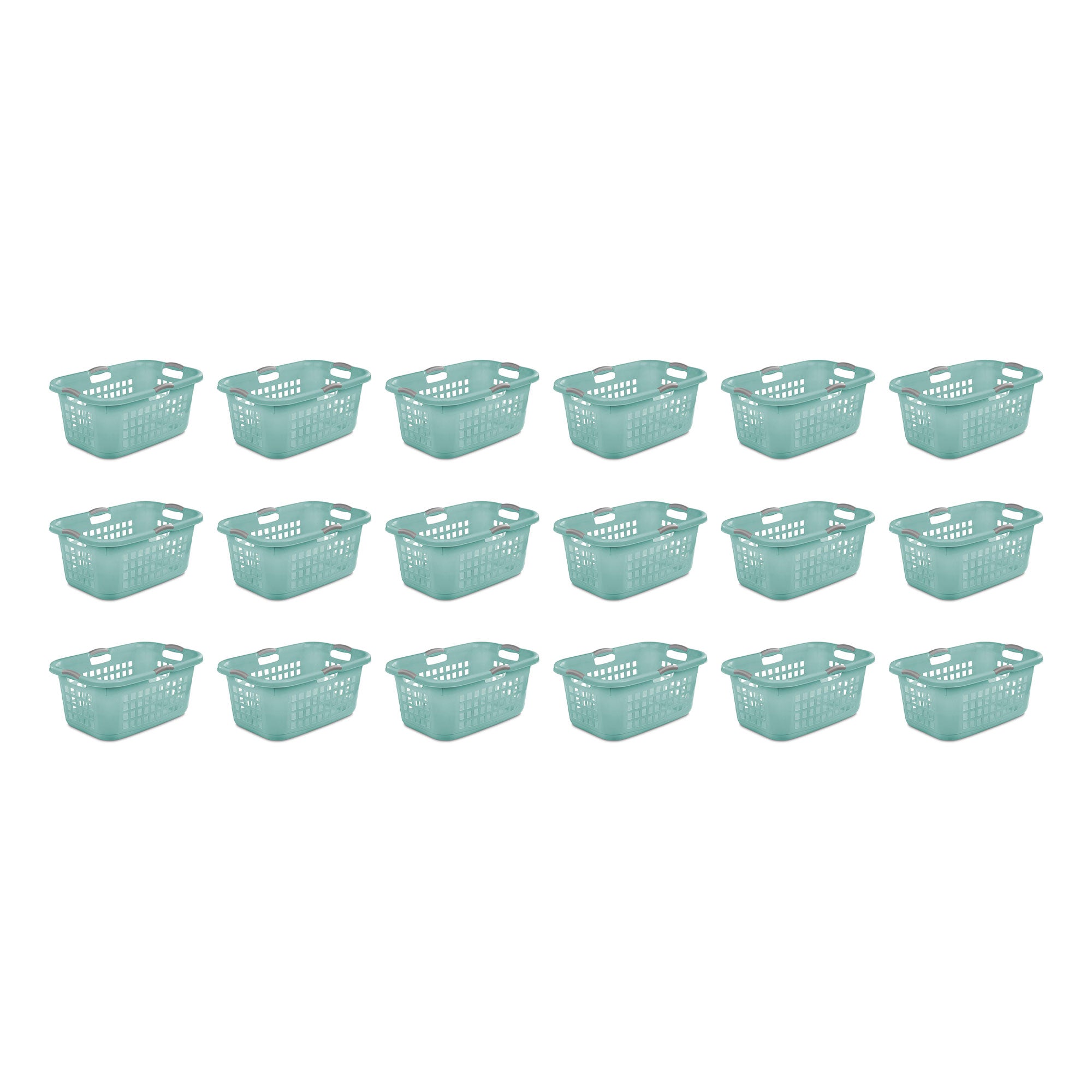 Sterilite Ultra 2 Bushel Plastic Stackable Laundry Basket Bin, Aqua (18 Pack)