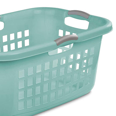 Sterilite Ultra 2 Bushel Plastic Stackable Laundry Basket Bin, Aqua (18 Pack)