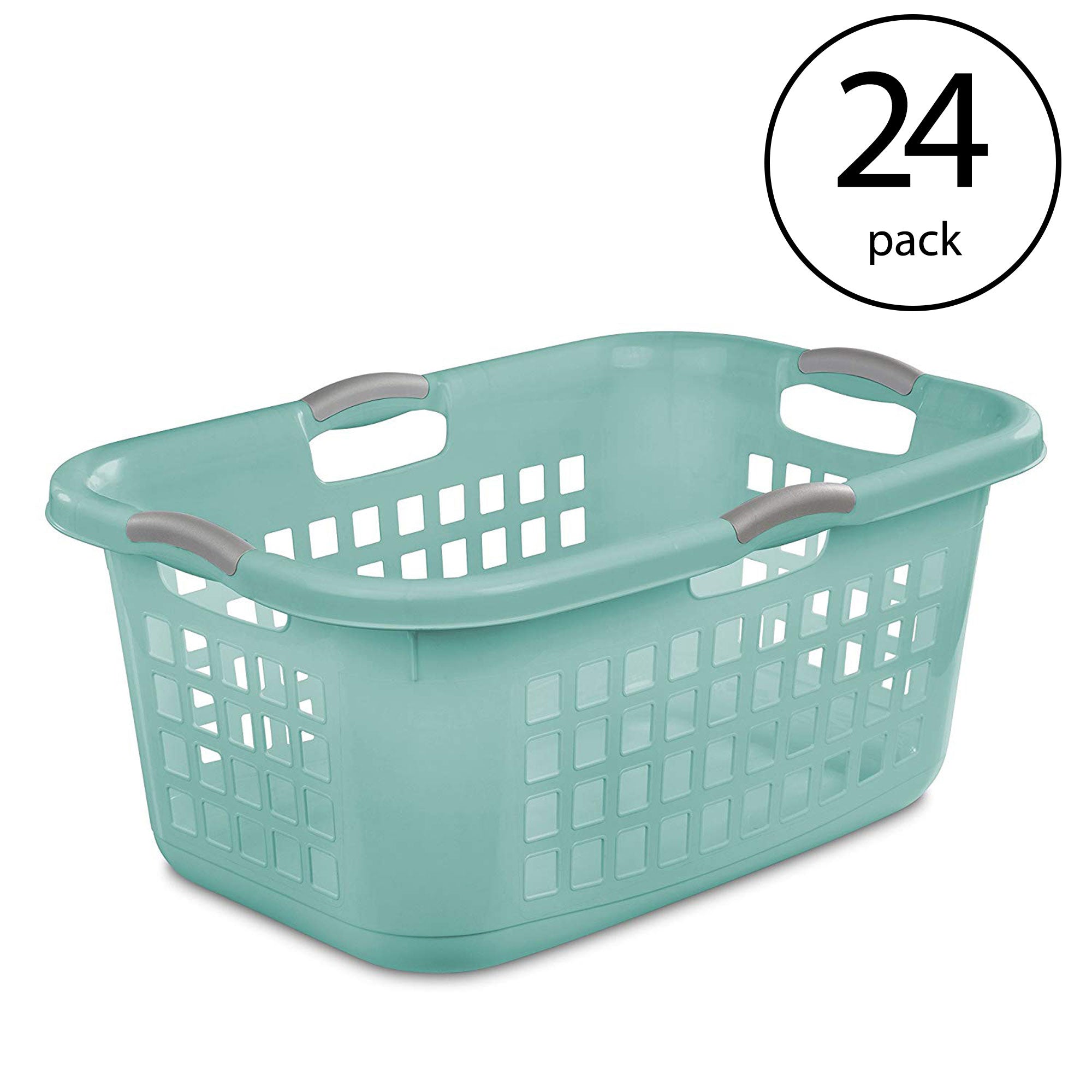 Sterilite Ultra 2 Bushel Plastic Stackable Laundry Basket Bin, Aqua (24 Pack) - VMInnovations