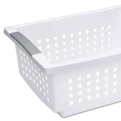 Sterilite Medium Sized Stackable Storage & Organization Basket, White (30 Pack)