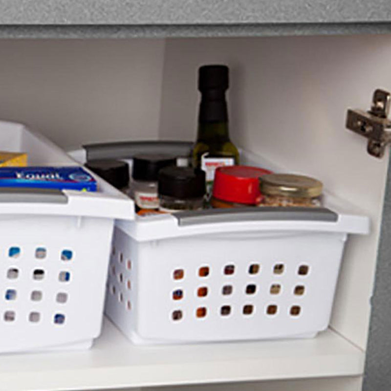 Sterilite Medium Sized Stackable Storage & Organization Basket, White (30 Pack)