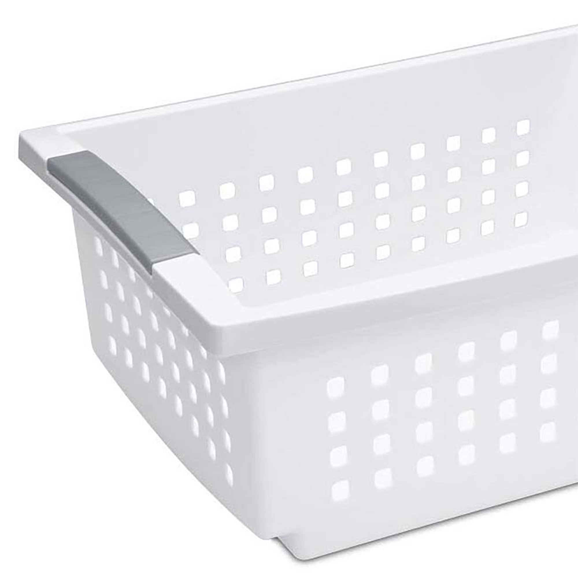 Sterilite Medium Sized Stackable Storage & Organization Basket, White (40 Pack) - VMInnovations