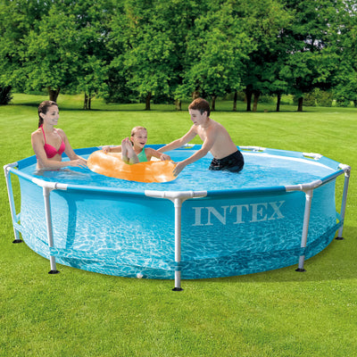 Intex 28207EH 10' x 30" Steel Metal Frame Beachside Swimming Pool Kit with Pump - VMInnovations