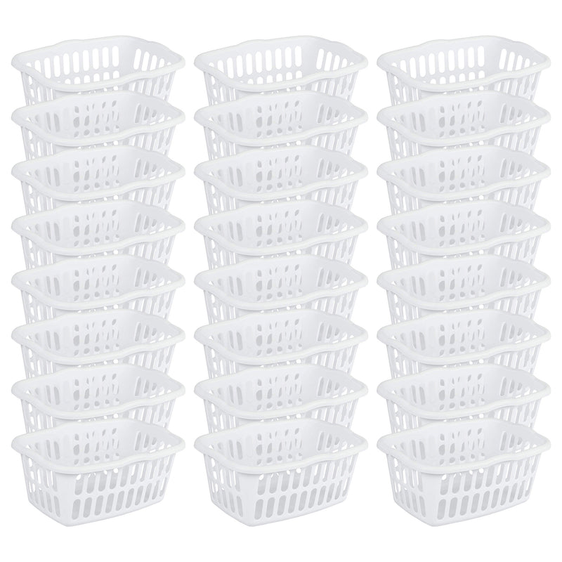 Sterilite 1.5 Bushel Plastic Stackable Clothes Laundry Basket, White (24 Pack)