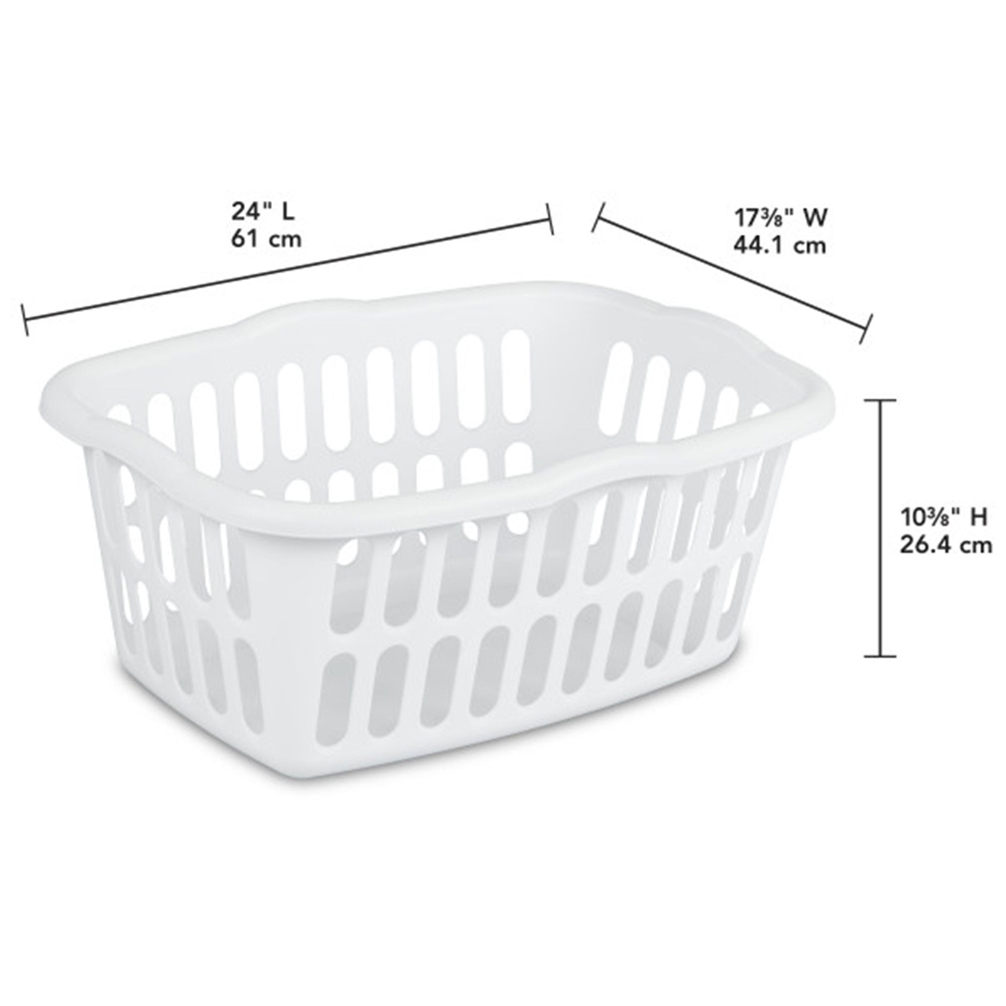 Sterilite 1.5 Bushel Rectangular Plastic Laundry Basket Bins, White, 12 Pack - VMInnovations