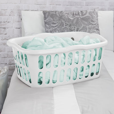 Sterilite 1.5 Bushel Rectangular Plastic Laundry Basket Bins, White, 12 Pack