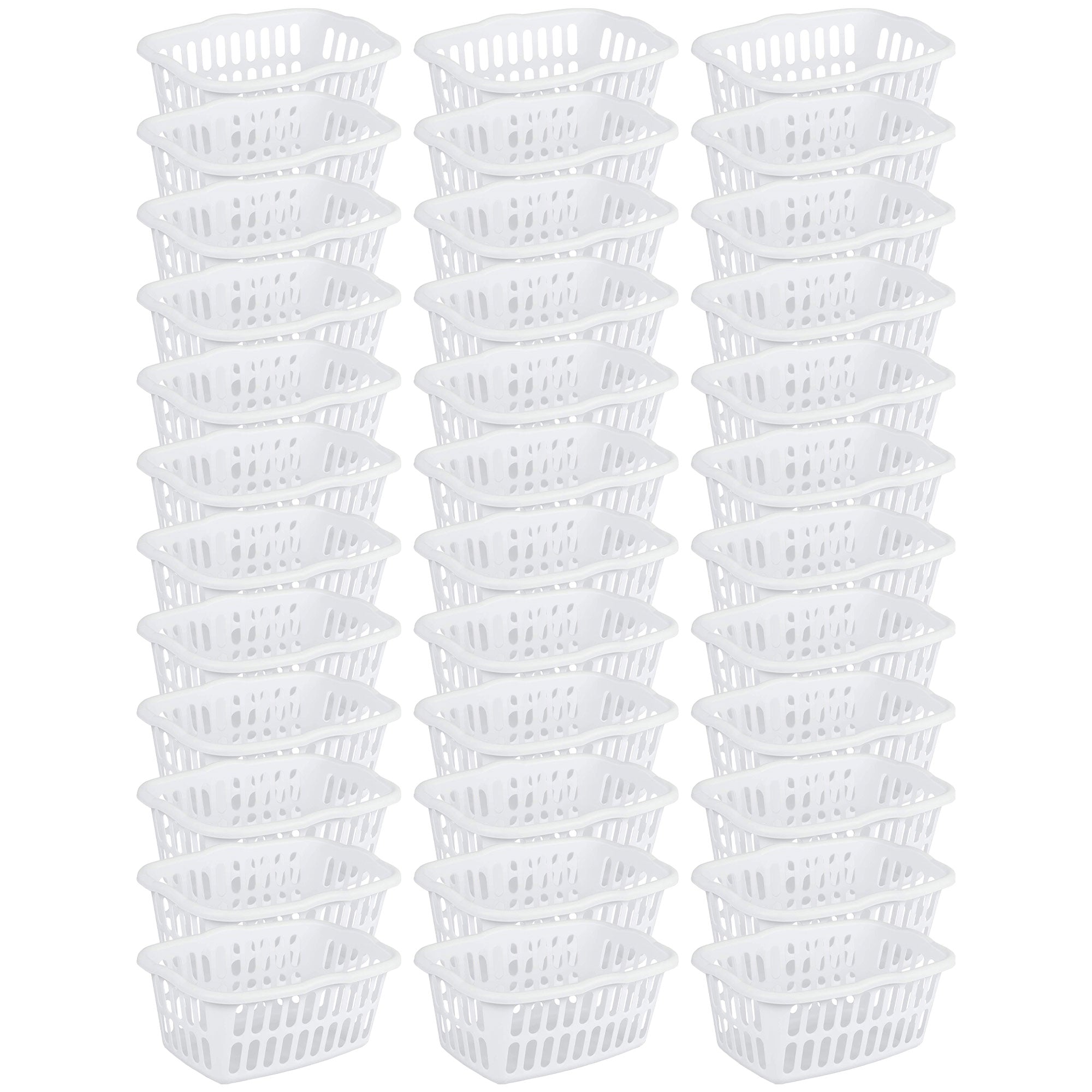 Sterilite 1.5 Bushel Plastic Stackable Clothes Laundry Basket, White (36 Pack)