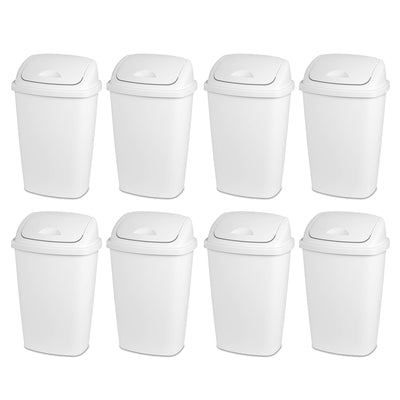 Sterilite 13.2 Gallon Plastic Home/Office SwingTop Trash Can, White (8 Pack)