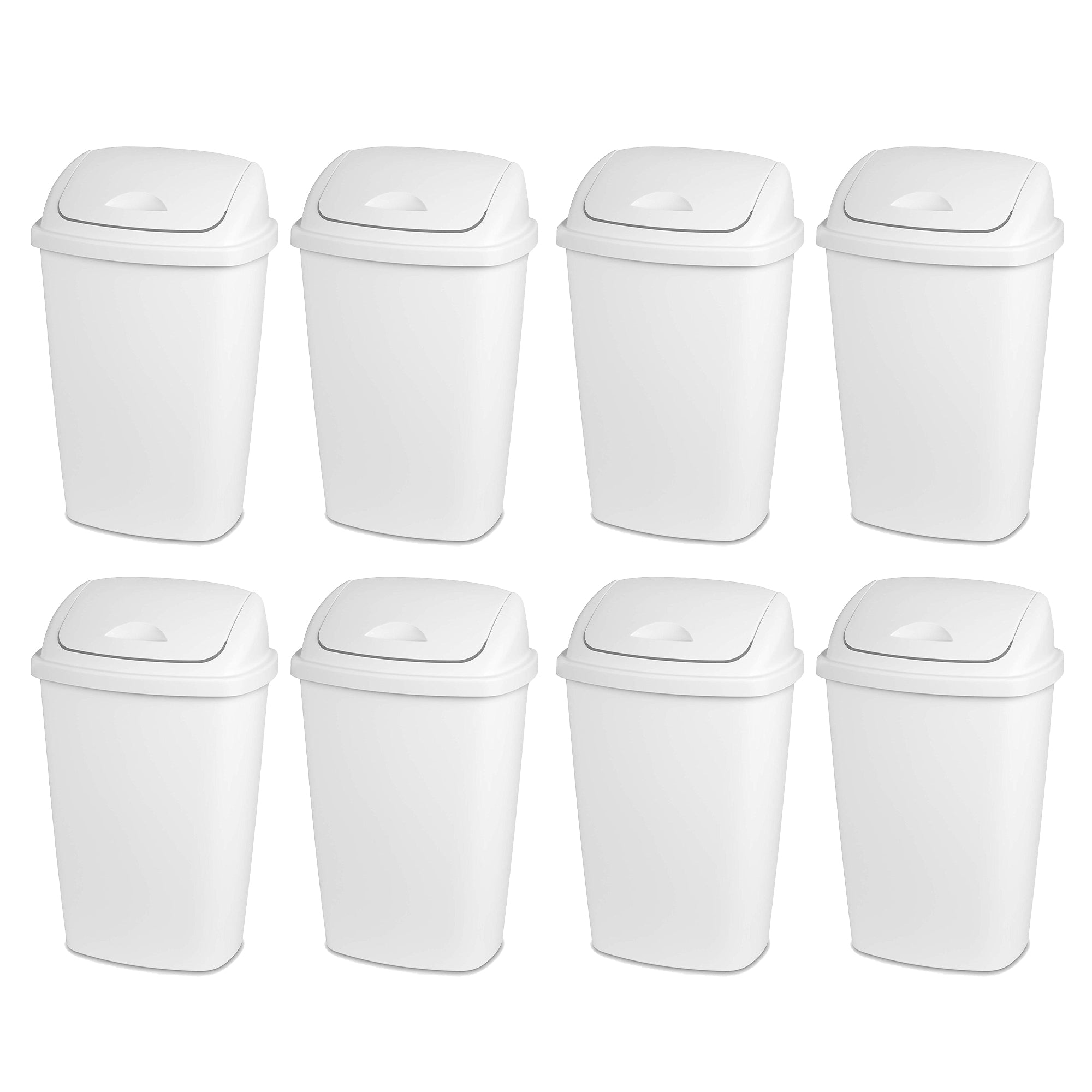 Sterilite 13.2 Gallon Plastic Home/Office SwingTop Trash Can, White (8 Pack)