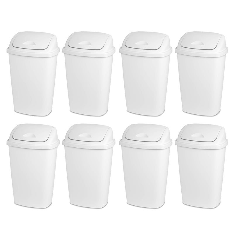 Sterilite 13.2 Gallon Plastic Home/Office SwingTop Trash Can, White (8 Pack)