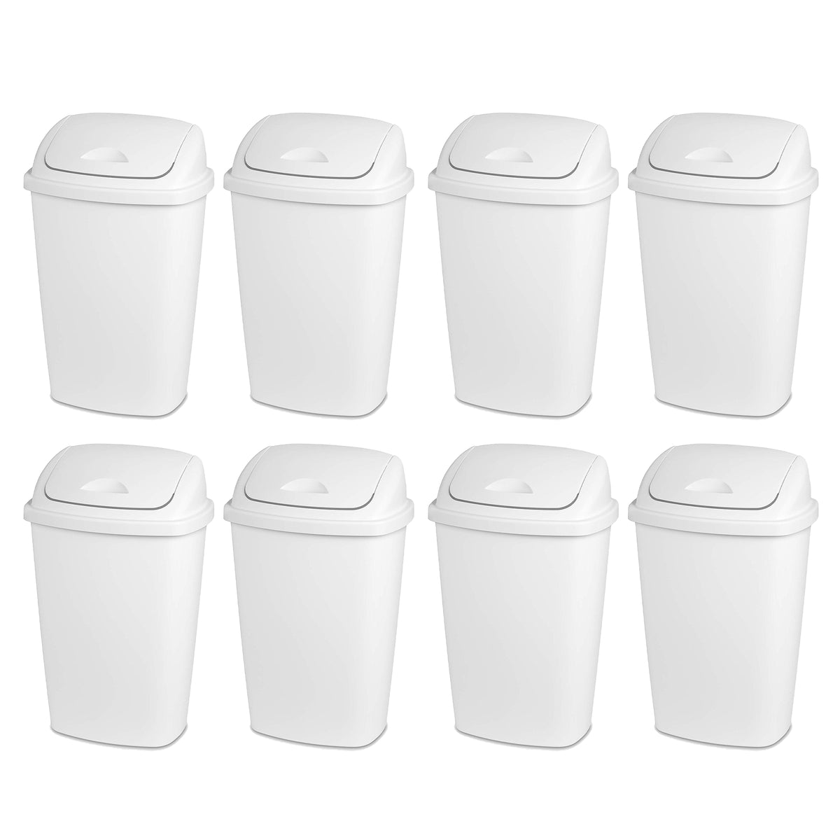 Sterilite 13.2 Gallon Plastic Home/Office SwingTop Trash Can, White (8 Pack)