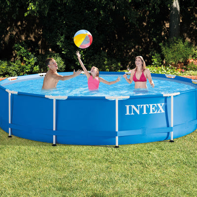 Intex 28211EH 12' x 30" Metal Frame Round Above Ground Swimming Pool with Pump