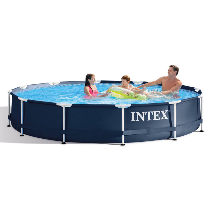 Intex 28211ST 12' x 30" Frame Round Above Ground Swimming Pool Kit with Canopy