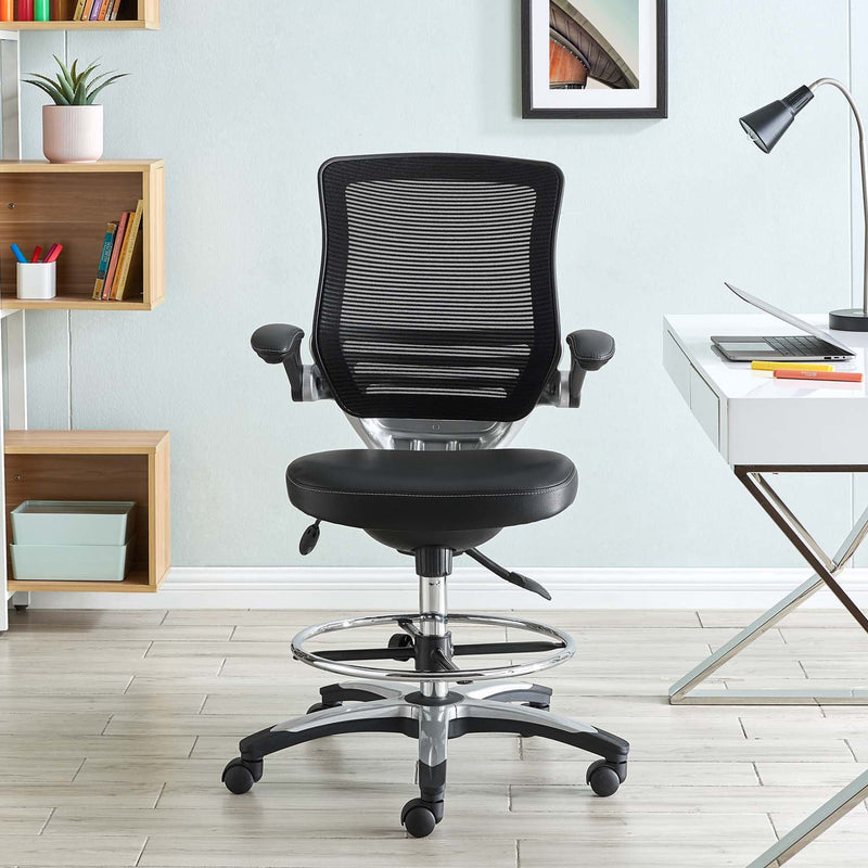 Modway Edge Vinyl Drafting Chair, Adjustable from 22 to 29.5 Inch, (For Parts)
