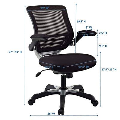 Modway Edge Vinyl Office Chair, Adjustable from 18.5-22" High, Black (Open Box)