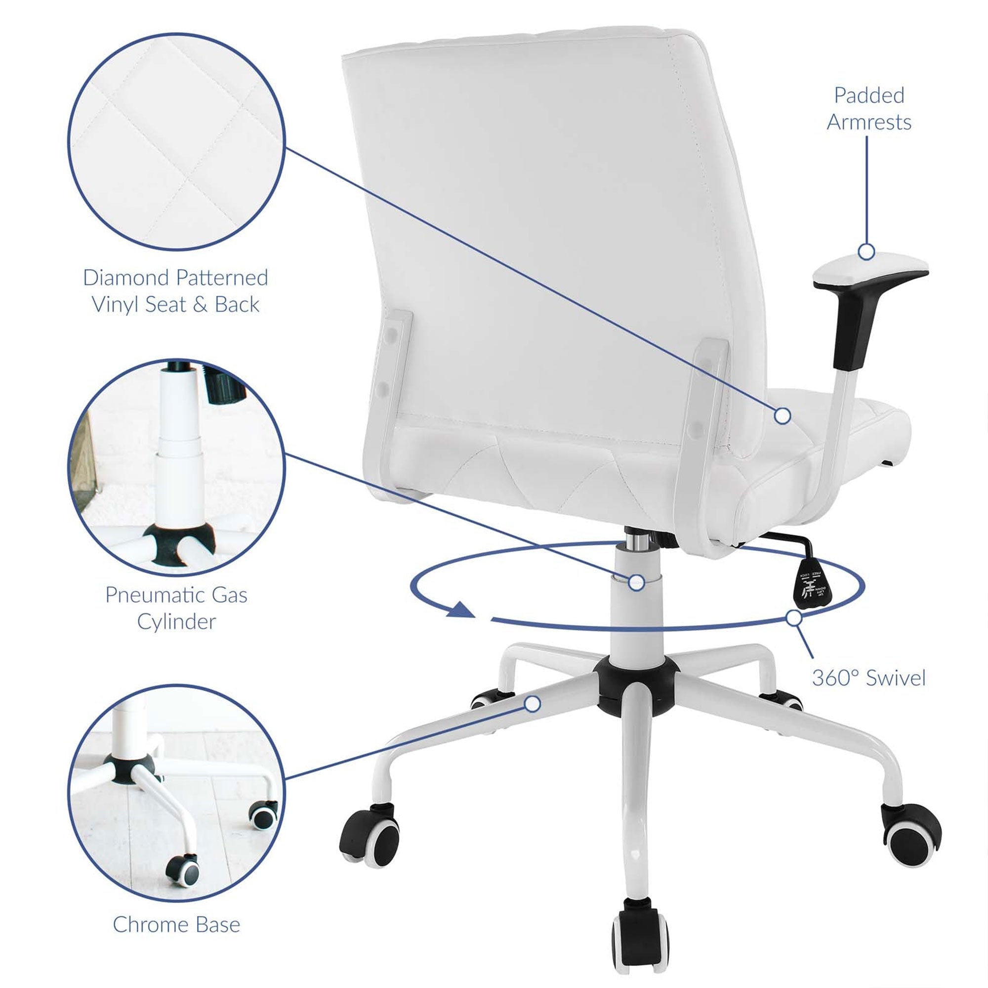 Modway Lattice Vinyl Office Chair, 18 to 21 Inches High, White (For Parts)