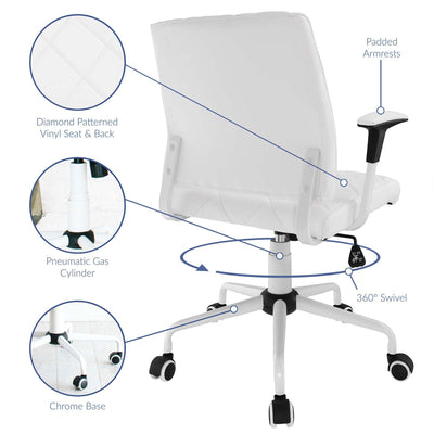 Modway Lattice Vinyl Office Chair, 18 to 21 Inches High, White (For Parts)