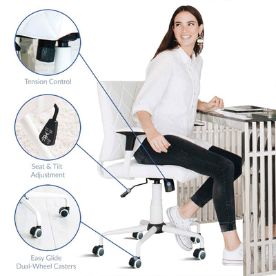 Modway Lattice Vinyl Office Chair, 18 to 21 Inches High, White (For Parts)