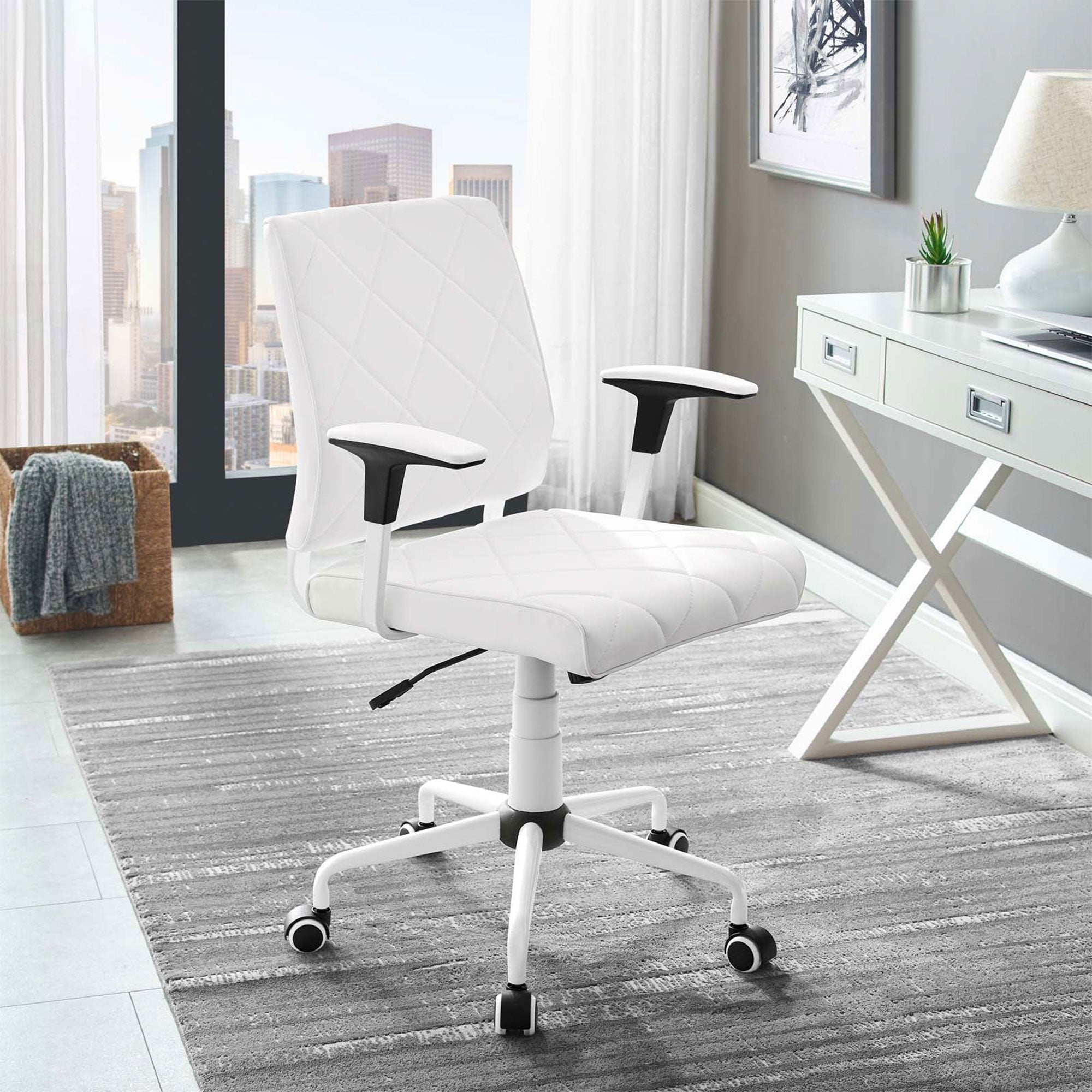 Modway Lattice Vinyl Office Chair, 18 to 21 Inches High, White (For Parts)