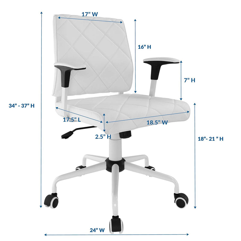 Modway Lattice Vinyl Office Chair, Adjustable, White (Open Box)