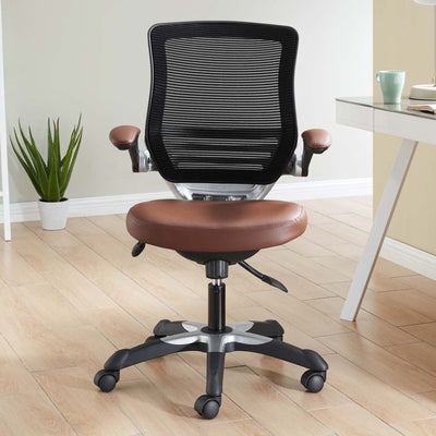 Modway Edge Vinyl Office Chair, Adjustable from 17.5 to 21 Inches High, Tan
