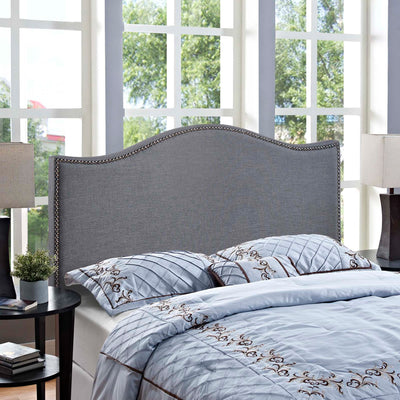 Modway Curl Nailhead Upholstered Adjustable Fabric Headboard, Queen Size, Smoke