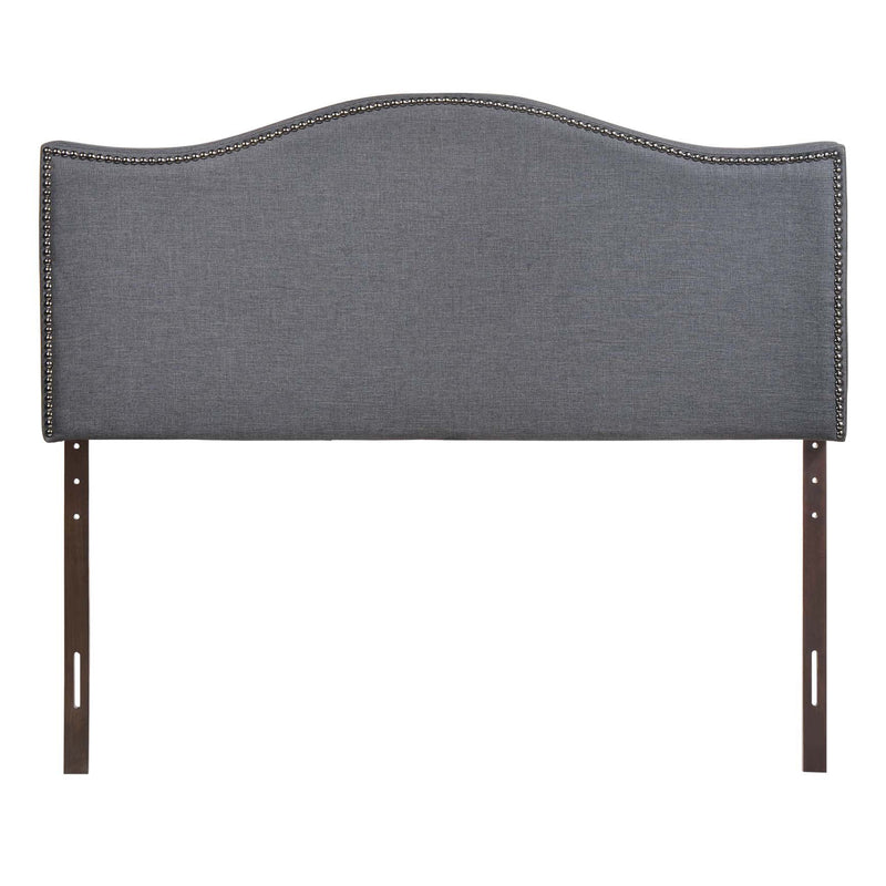 Modway Curl Nailhead Upholstered Adjustable Fabric Headboard, Queen Size, Smoke
