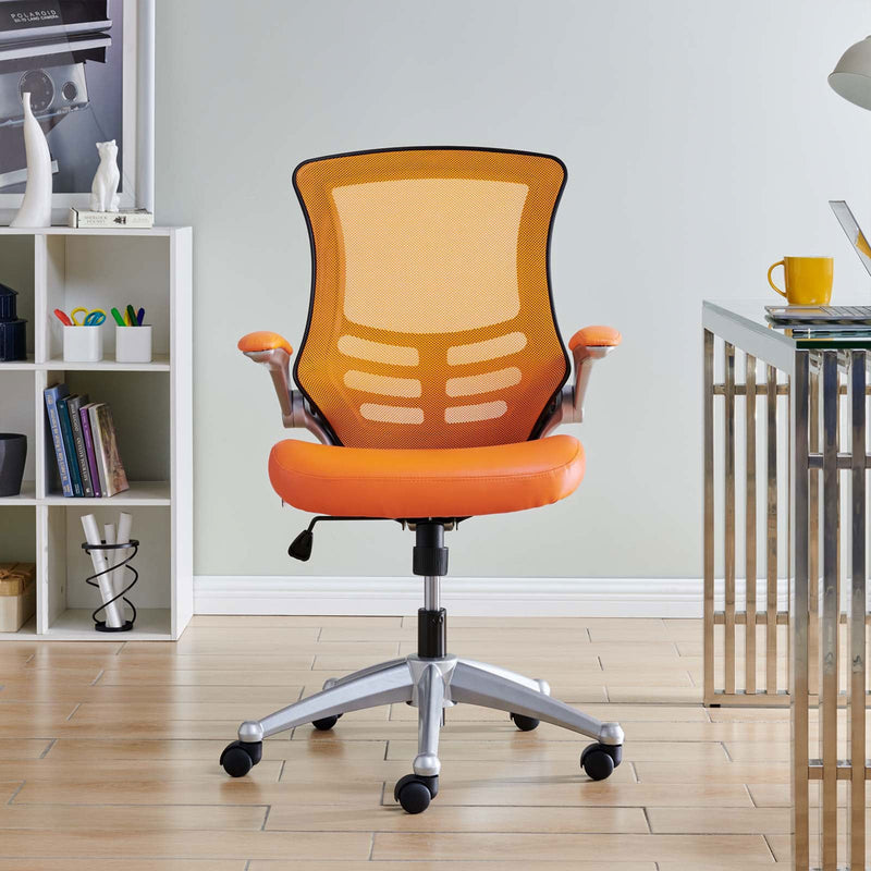 Modway Attainment Mesh Vinyl Office Chair, Adjustable from 18 to 22 Inch, Orange