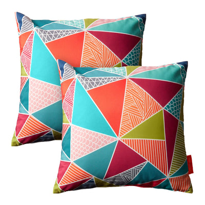 Modway 17.5 Inch Modern Outdoor Comfortable Patio Pillow Set, 2 Piece, Mosaic
