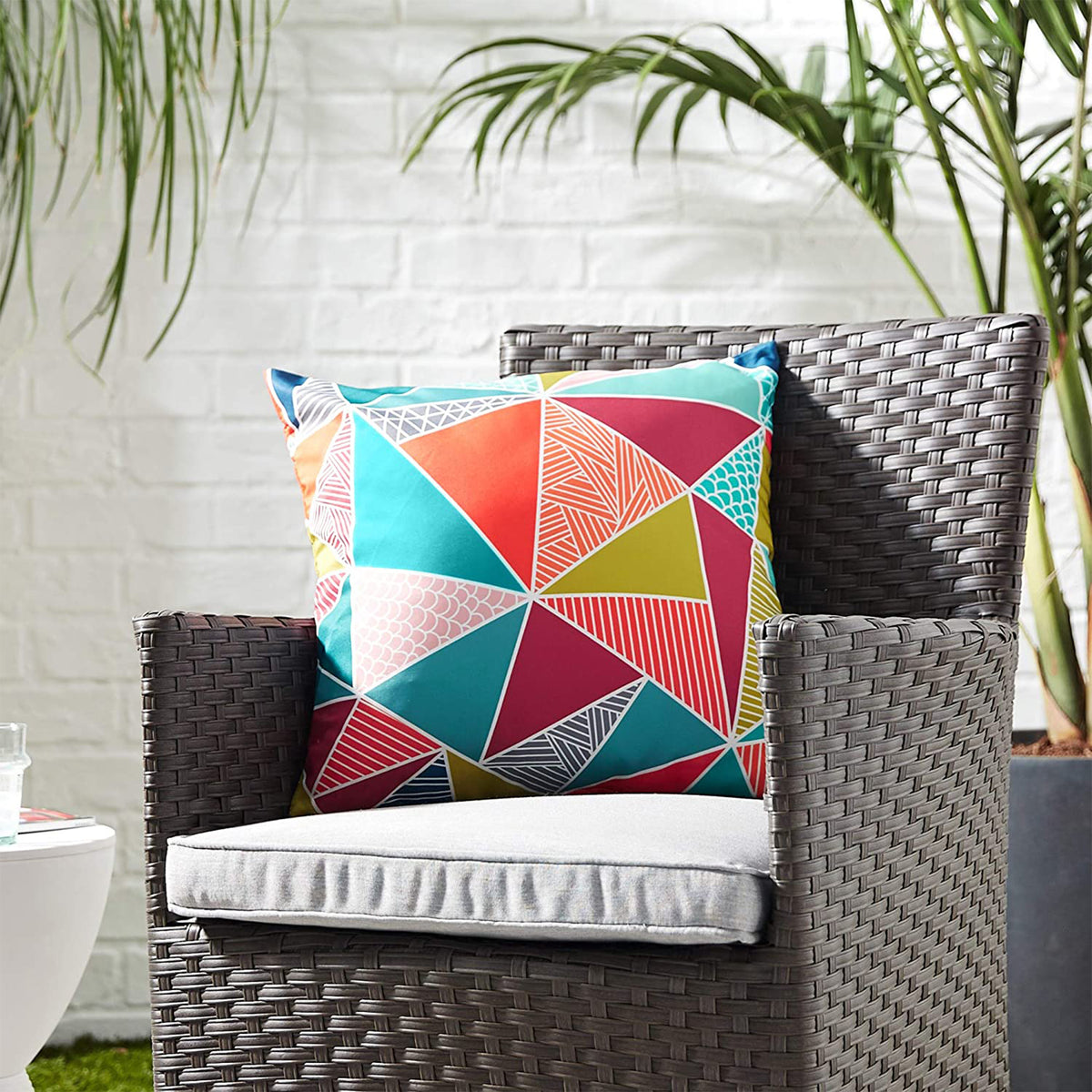 Modway 17.5 Inch Modern Outdoor Comfortable Patio Pillow Set, 2 Piece, Mosaic