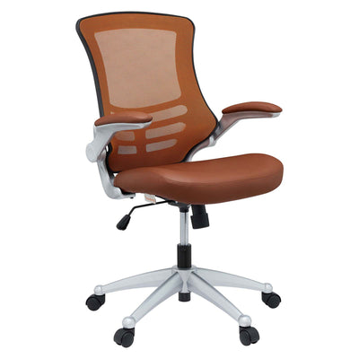 Modway Attainment Mesh Vinyl Office Chair, Adjustable from 18 to 22 Inches, Tan