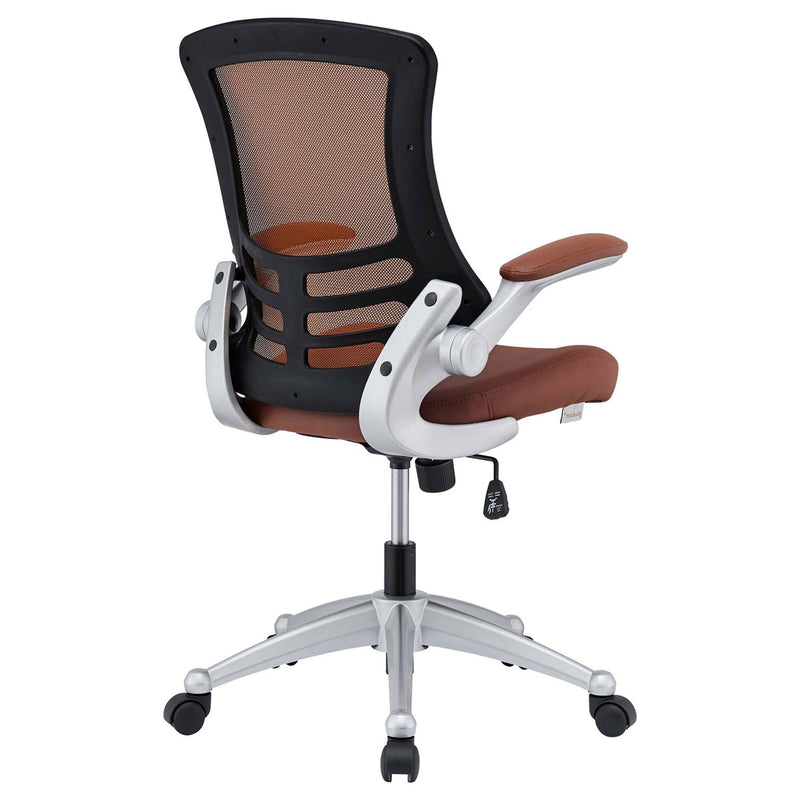 Modway Attainment Mesh Vinyl Office Chair, Adjustable 18-22 Inches, Tan (Used)