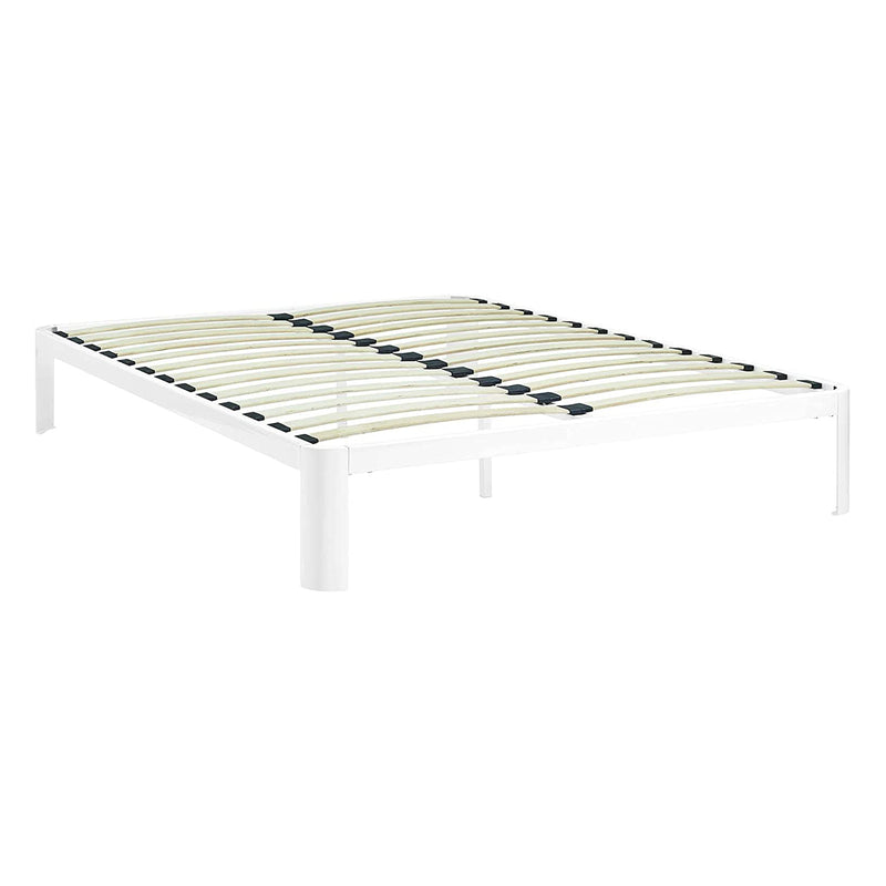 Modway Corinne 60 Inch Modern Chic Steel Platform Bed Frame, Queen Sized, White