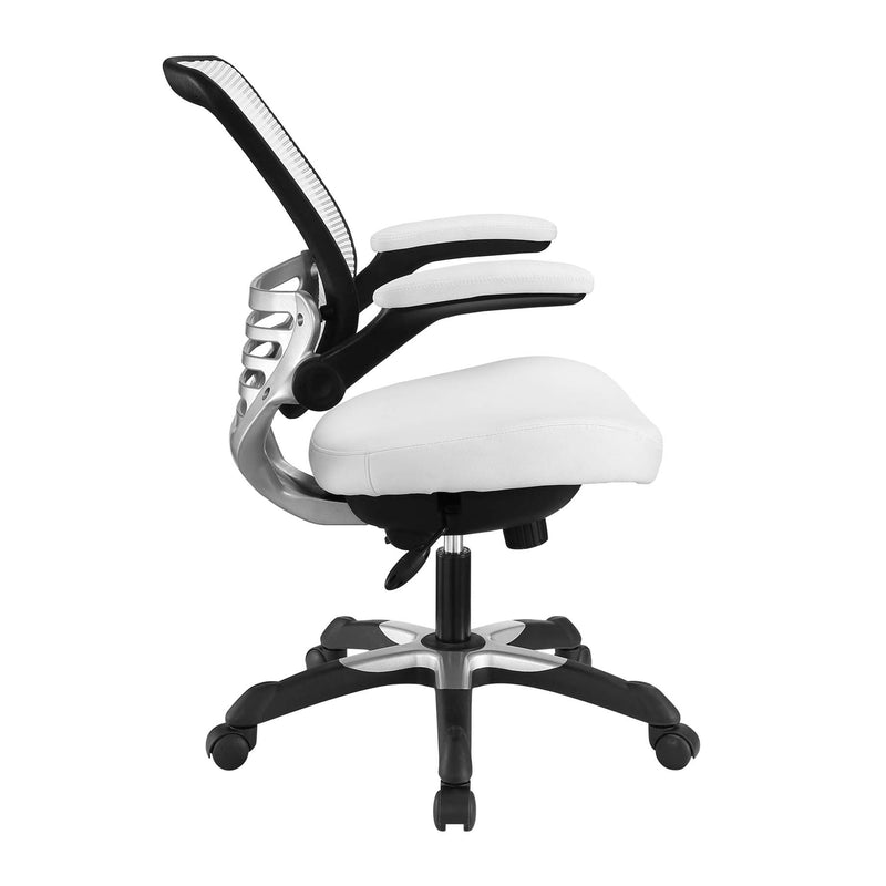 Modway Edge Vinyl Office Chair, Adjustable from 17.5 to 21 Inches High, White