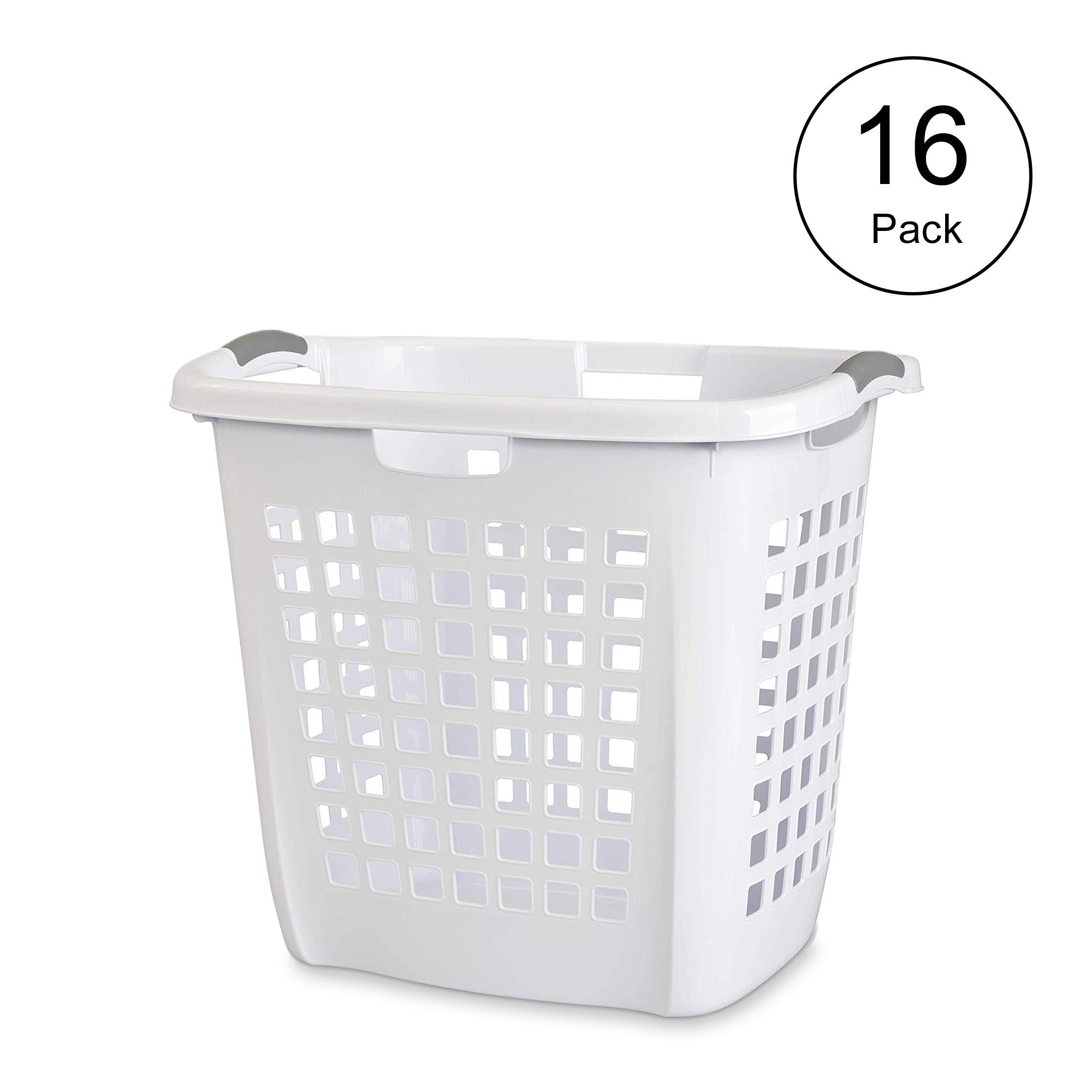 Sterilite Ultra Easy Carry Dirty Clothes Laundry Basket Hamper, White (16 Pack)