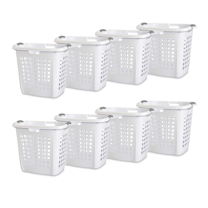 Sterilite Ultra Easy Carry Dirty Clothes Laundry Basket Hamper, White (8 Pack)