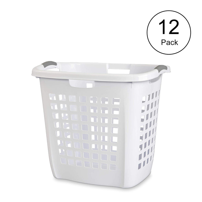 Sterilite Ultra Easy Carry Dirty Clothes Laundry Basket Hamper, White (12 Pack)