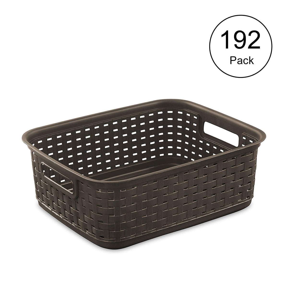 Sterilite 11 Inch Small Weave Storage Organizer Basket Tote, Espresso (24 Pack)