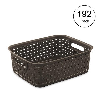 Sterilite 11 Inch Small Weave Storage Organizer Basket Tote, Espresso (24 Pack)