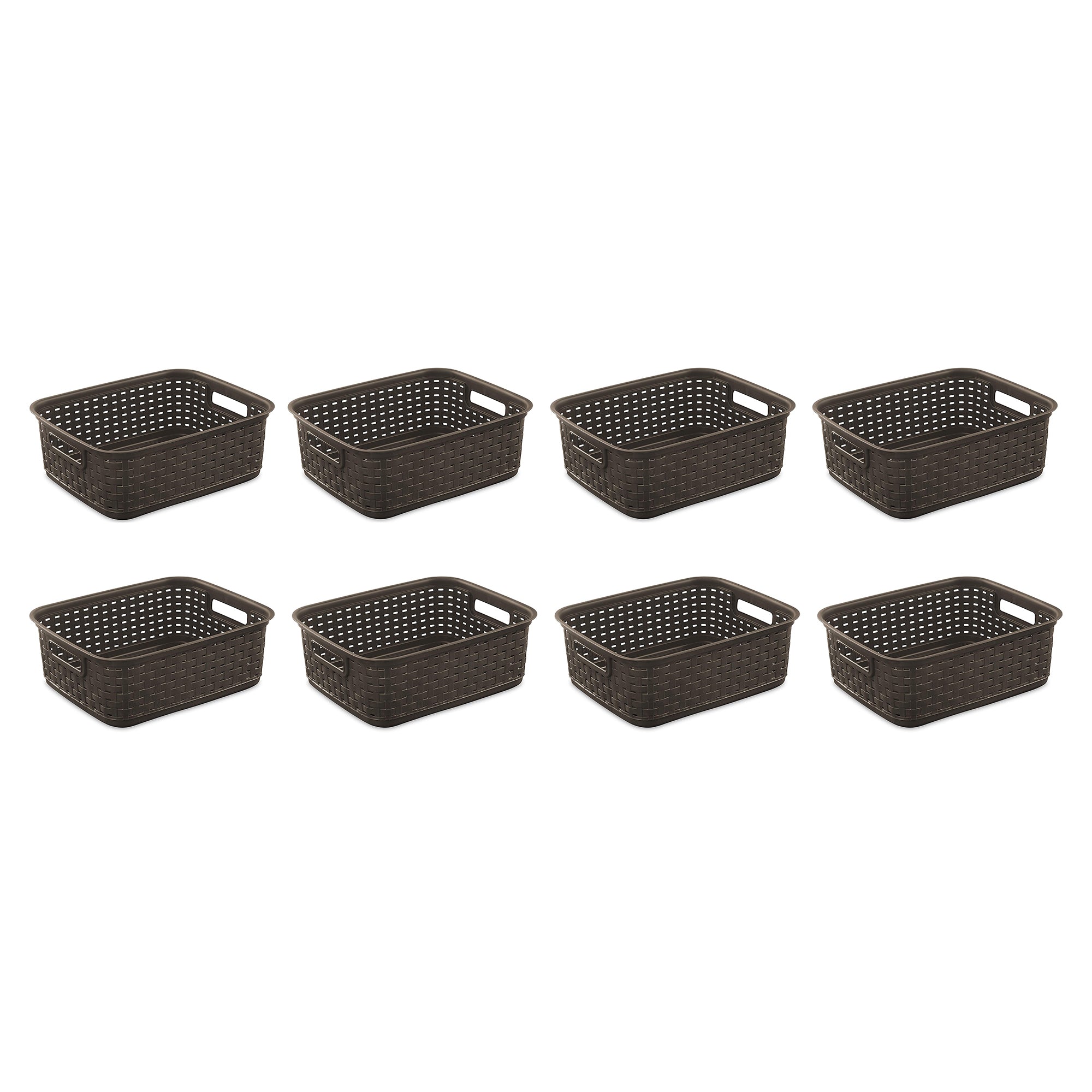 Sterilite 11 Inch Small Weave Storage Organizer Basket Tote, Espresso (32 Pack)