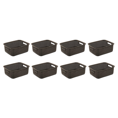 Sterilite 11 Inch Small Weave Storage Organizer Basket Tote, Espresso (32 Pack)