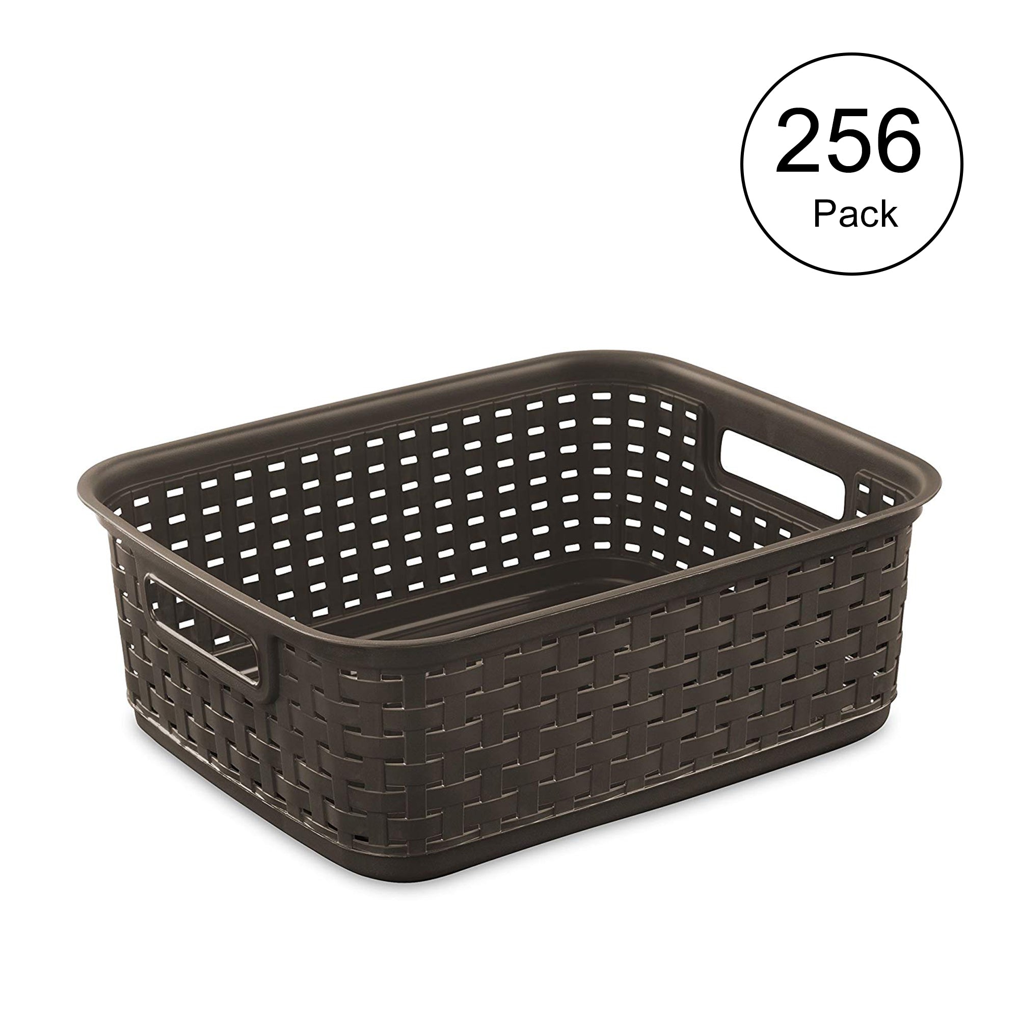 Sterilite 11 Inch Small Weave Storage Organizer Basket Tote, Espresso (32 Pack)