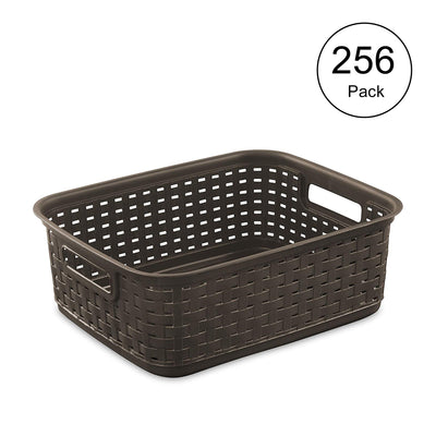 Sterilite 11 Inch Small Weave Storage Organizer Basket Tote, Espresso (32 Pack)