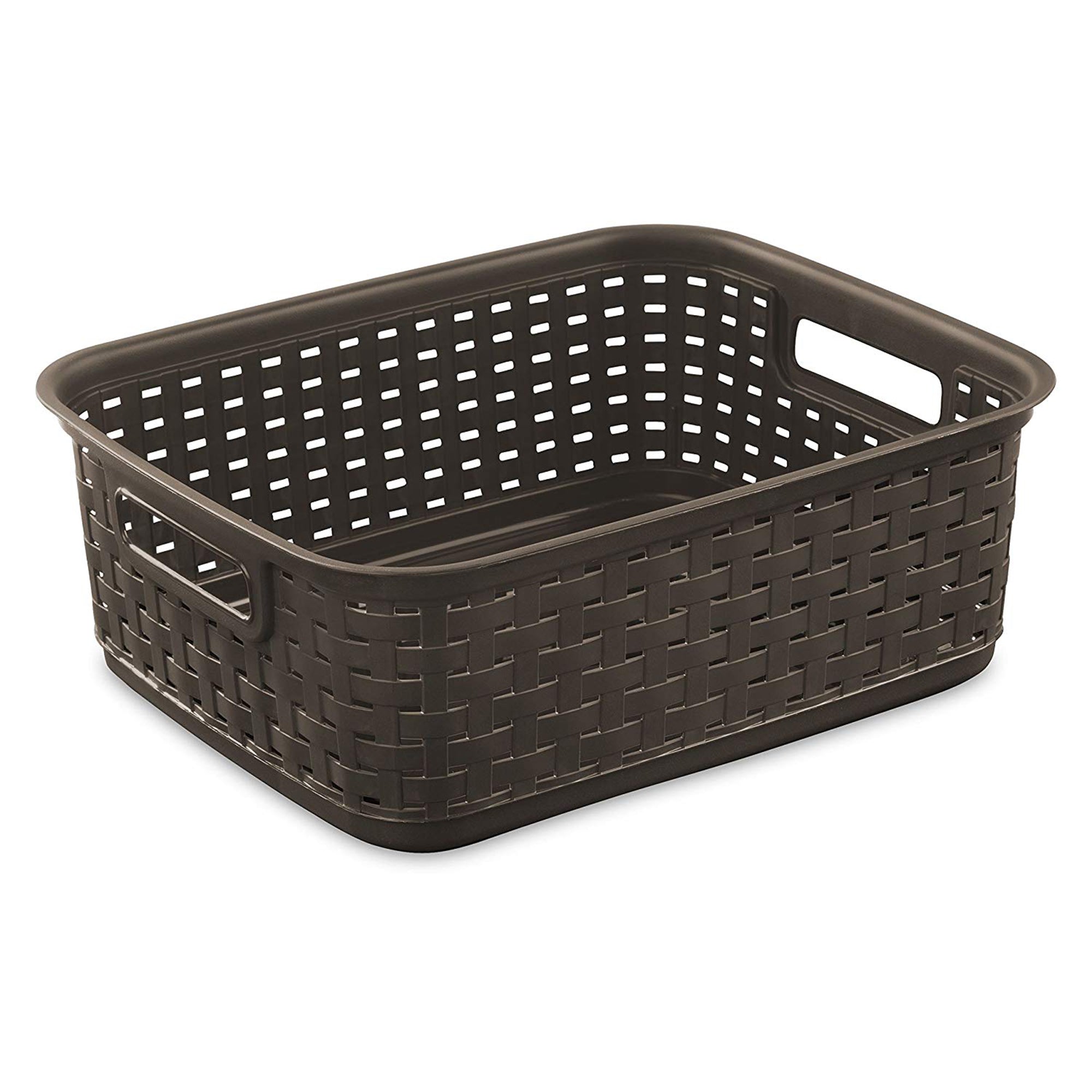 Sterilite 11 Inch Small Weave Storage Organizer Basket Tote, Espresso (32 Pack)