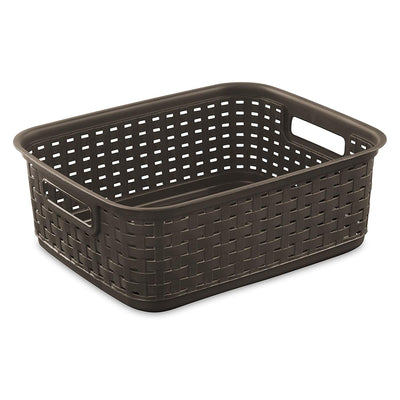Sterilite 11 Inch Small Weave Storage Organizer Basket Tote, Espresso (32 Pack)