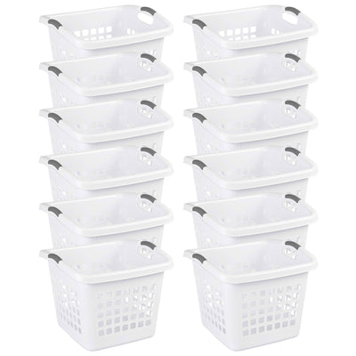Sterilite Ultra 1.75 Bushel Plastic Laundry Basket Hamper w/ Handles (12 Pack)