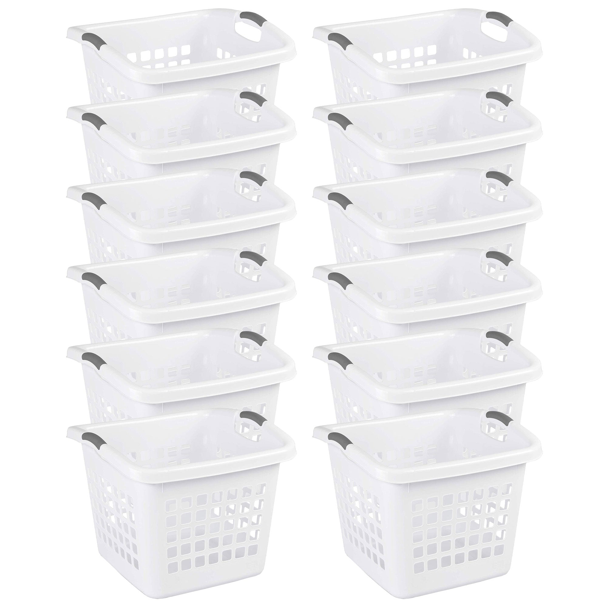 Sterilite Ultra 1.75 Bushel Plastic Laundry Basket Hamper w/ Handles (12 Pack)