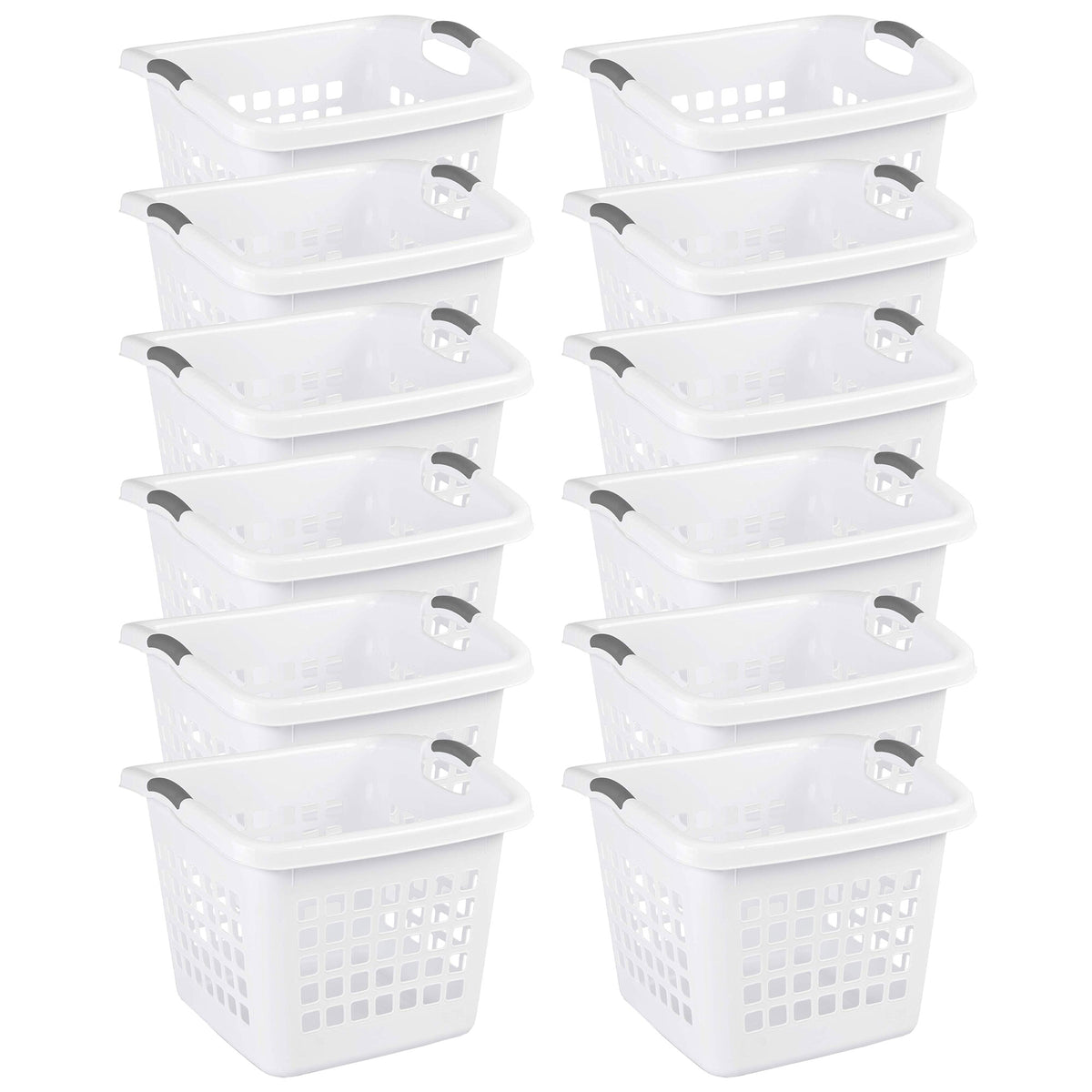 Sterilite Ultra 1.75 Bushel Plastic Laundry Basket Hamper w/ Handles (12 Pack)
