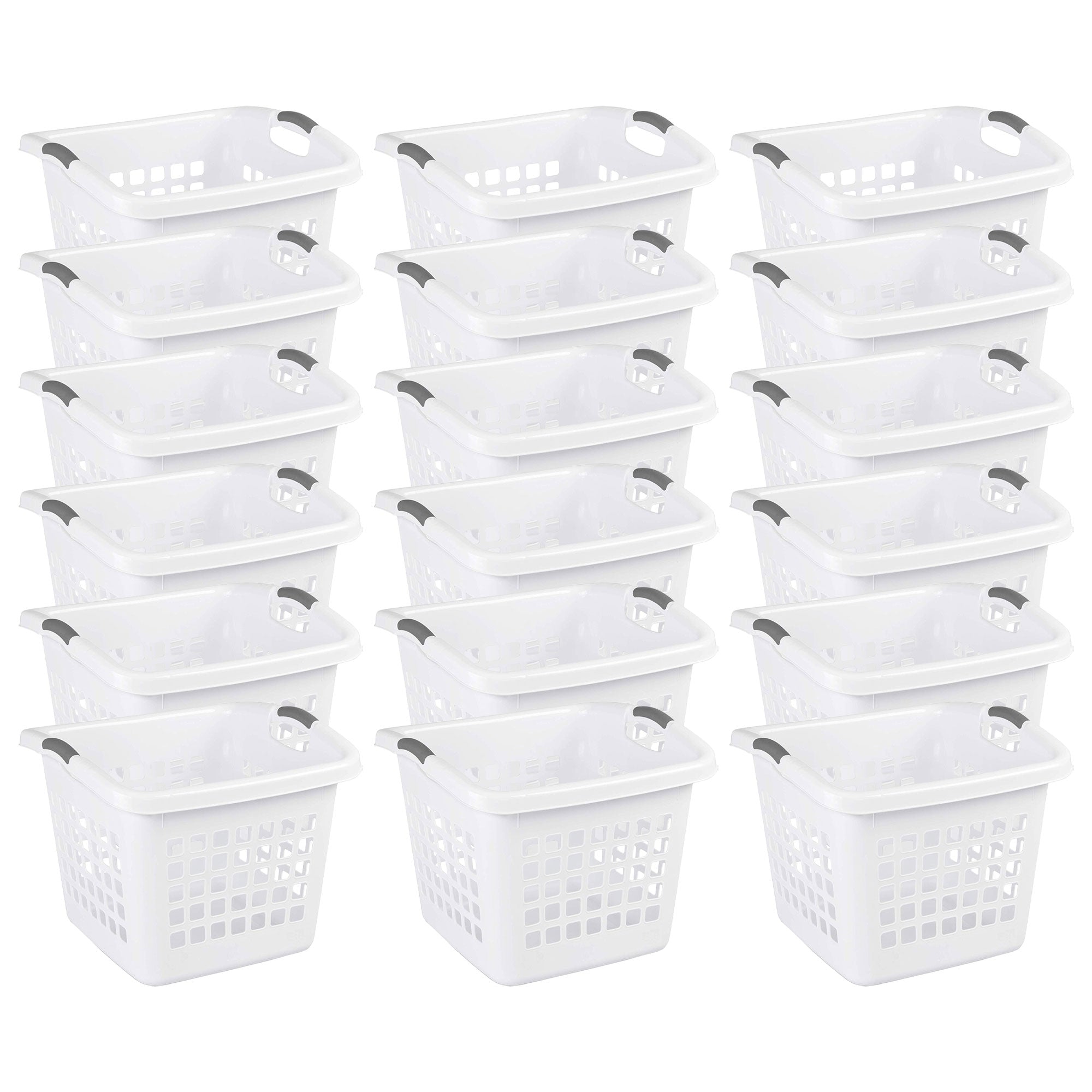Sterilite Ultra 1.75 Bushel Plastic Laundry Basket Hamper w/ Handles (18 Pack)